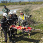 Members of the Search and Rescue Unit (USS) of the Royal Armed Forces of Morocco, and the Moroccan Civil Protection Service work with members of Utah National Guard’s Homeland Response Force, representatives from Salt Lake and Park City area fire departments train to rescue a victim during wide-water training during Maghreb-Mantelet 2016 as part of the State Partnership Program between Morocco and the Utah National Guard in Lamjaara, Morocco, March 14-25, 2016. (Utah National Guard)