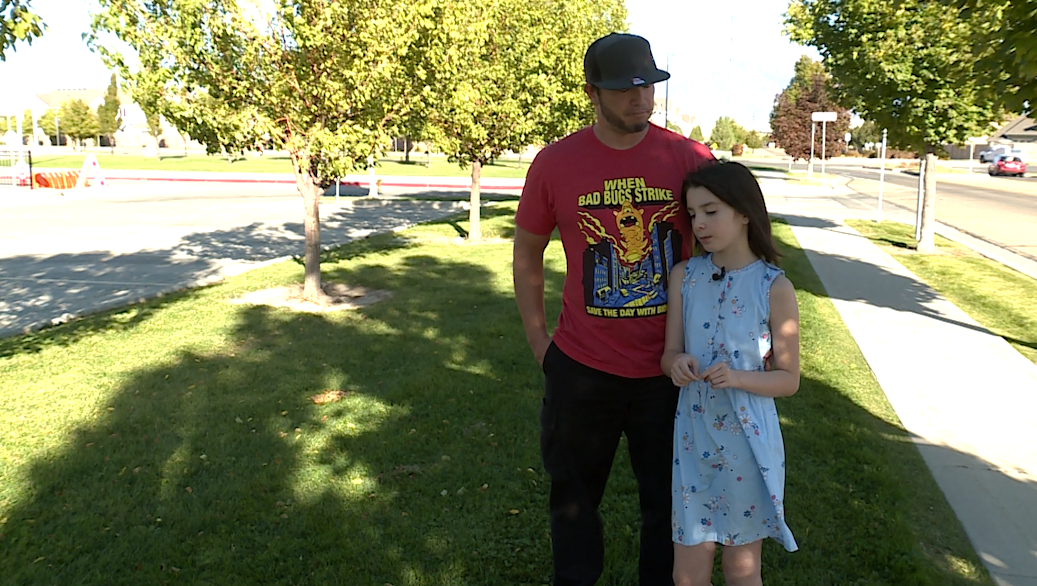 Jesse and Alison Sirivanchai stand outside Fox Hollow Elementary School Wednesday (KSL TV)...