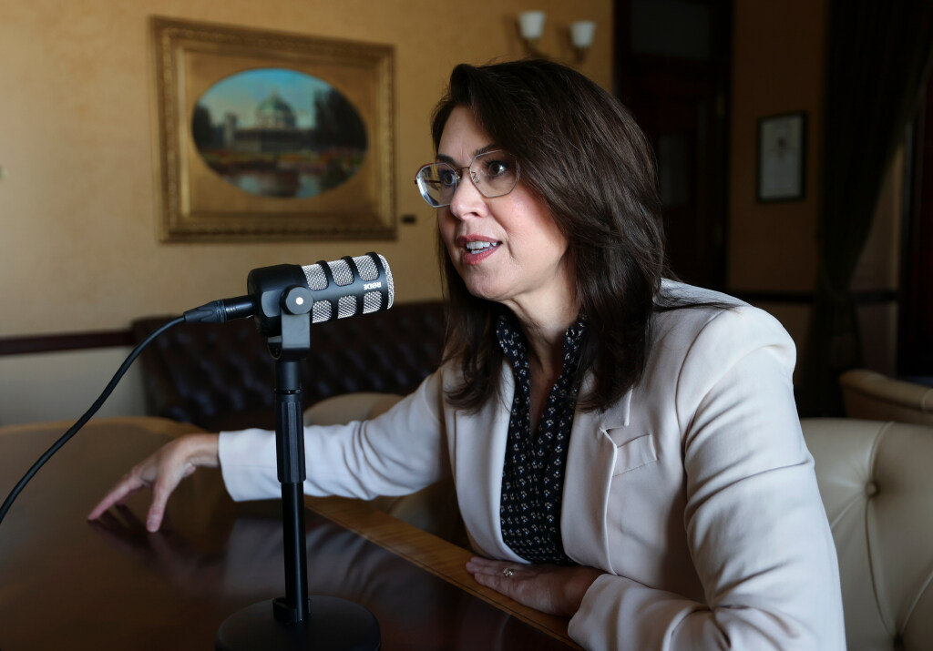 Lt. Gov. Deidre Henderson answers interview questions in her office at the Capitol in Salt Lake Cit...