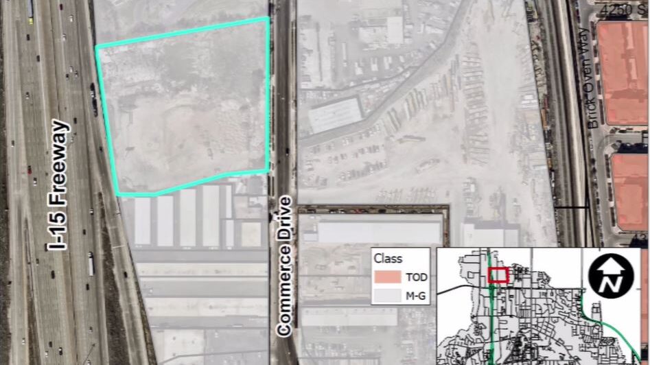 Map image of the area in Murray where a cement company is applying for a conditional use permit, bu...