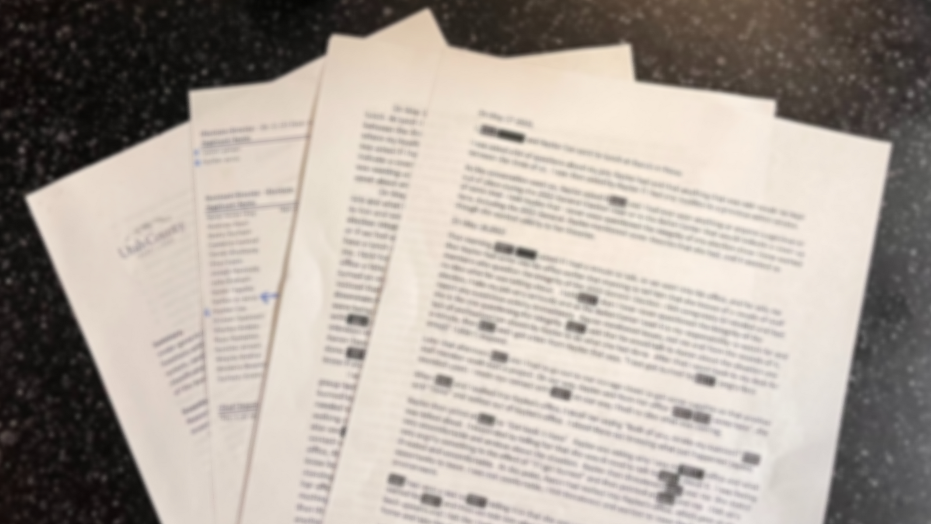 Blurred images of information obtained by KSL NewsRadio by a government records request involving a...