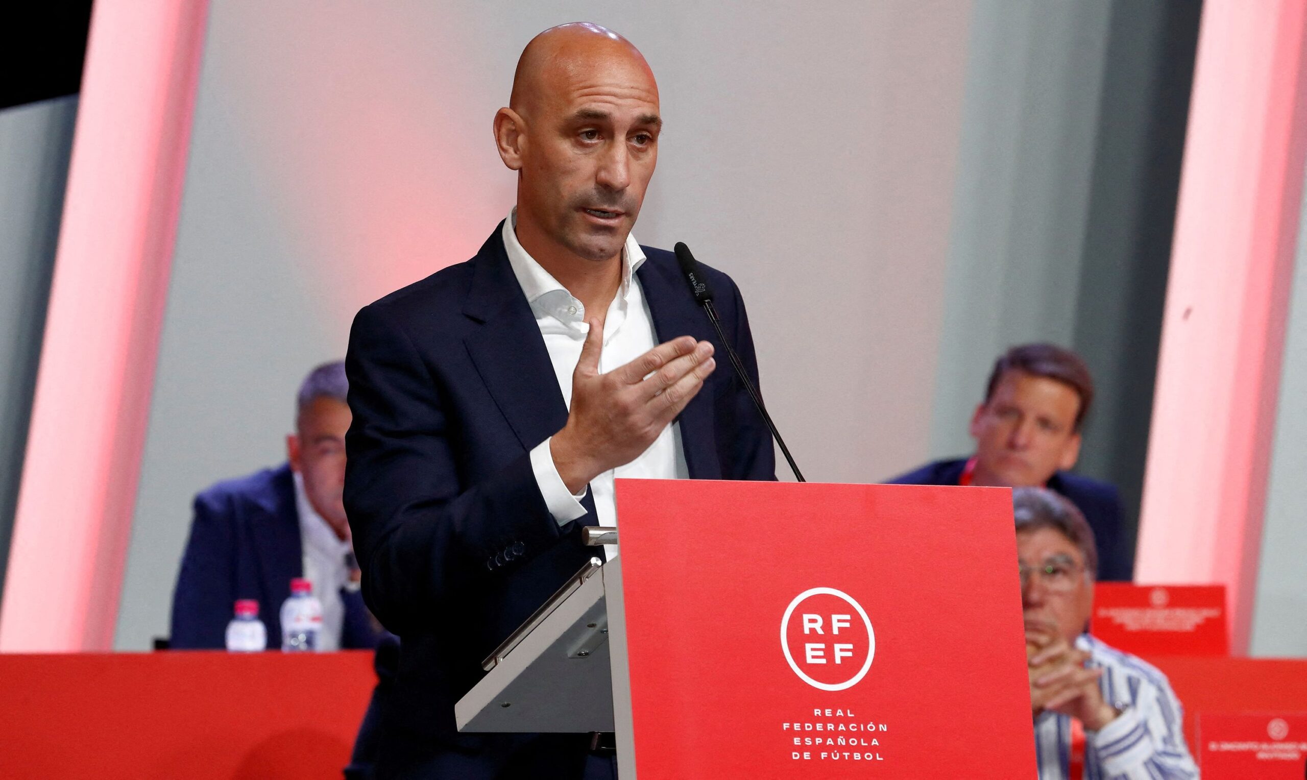 Luis Rubiales, here on August 25, has resigned from his position as president of the Spanish soccer...
