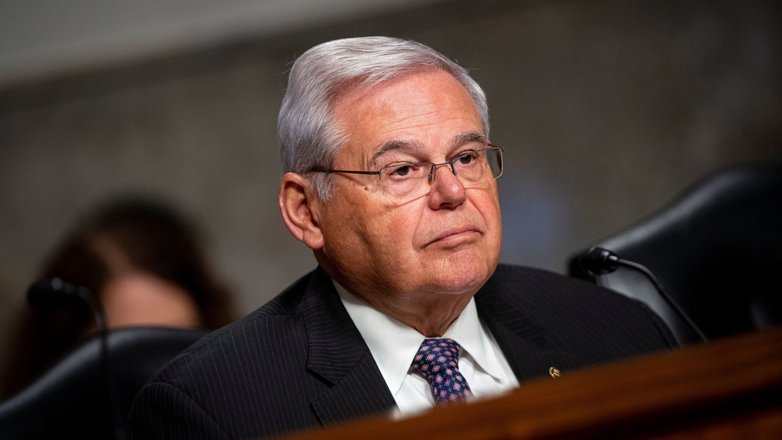 Sen. Bob Menendez, a Democrat from New Jersey, is seen here during a Senate Banking, Housing, and U...