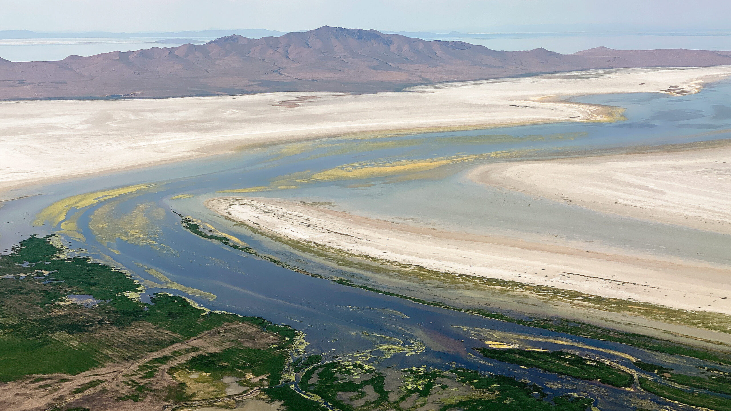 Farmington Bay and Antelope Island are pictured. The Utah Rivers Council unveiled the 4,200 project...