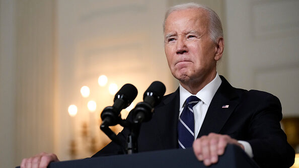 Image of U.S. President Joe Biden as he delivers remarks on the Hamas terrorist attacks in Israel i...