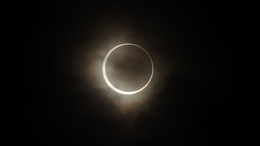 annular solar eclipse, looks like a "ring of fire" -- parts of utah are in the path of where the ec...