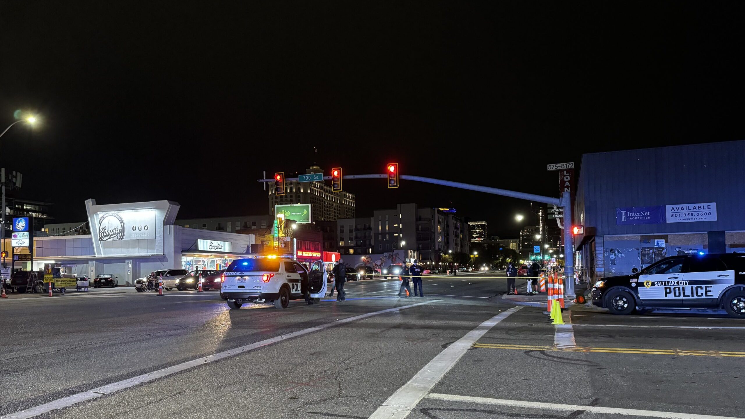 Image of a street in downtown Salt Lake City where a person was killed after in an auto-pedestrian ...