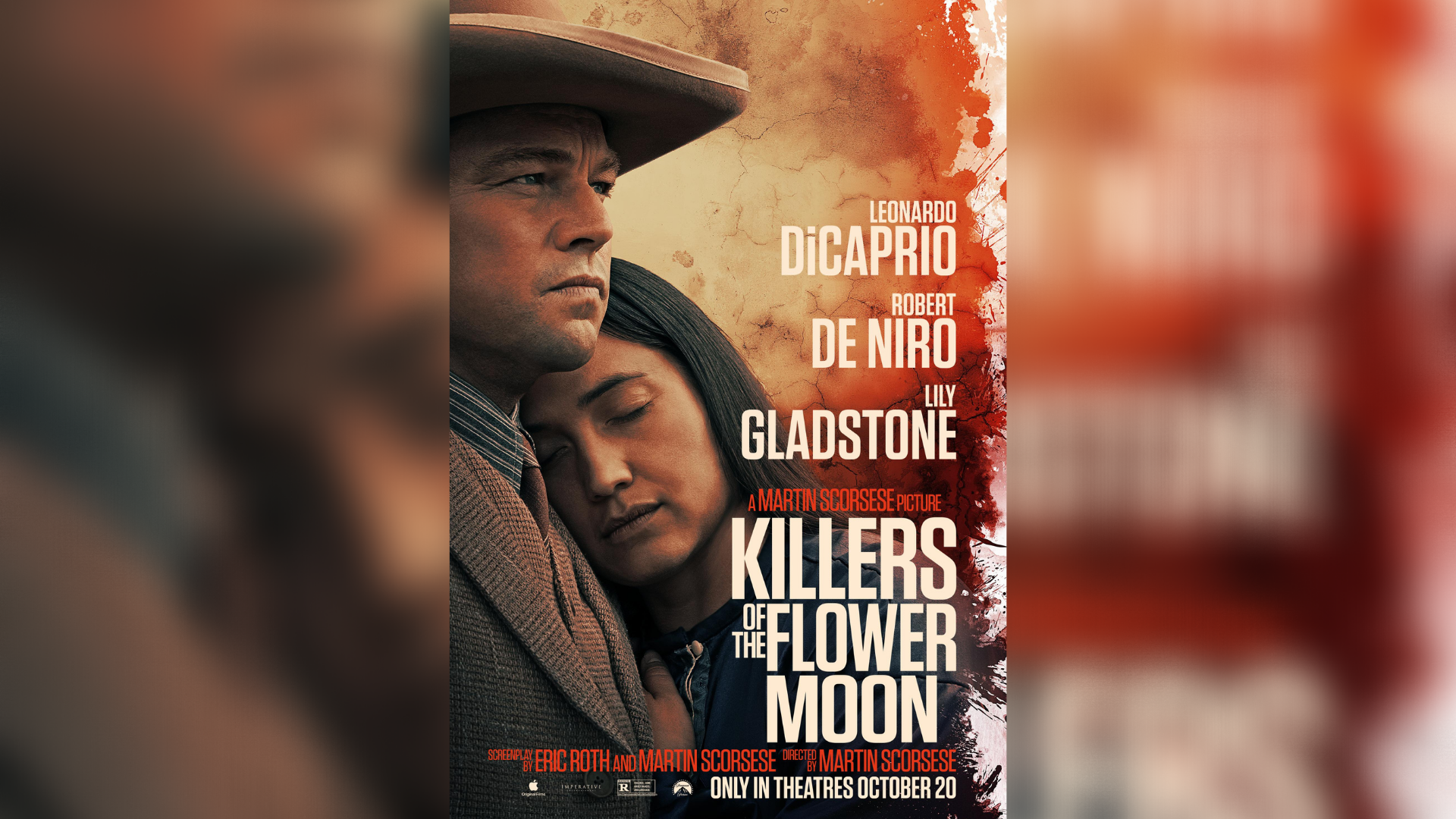 Movie poster for Killers of the Flower Moon, a new film based on the exhaustive research and eventu...