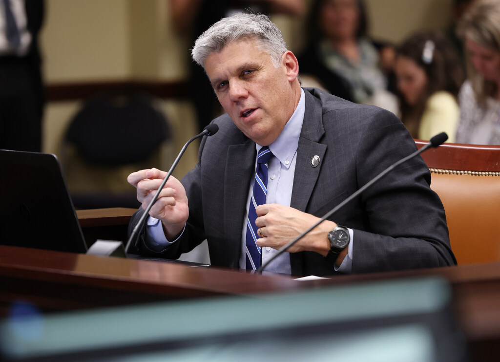 Rep. Phil Lyman, R-Blanding, testifies about his bill, HB371, in the House Government Operations St...