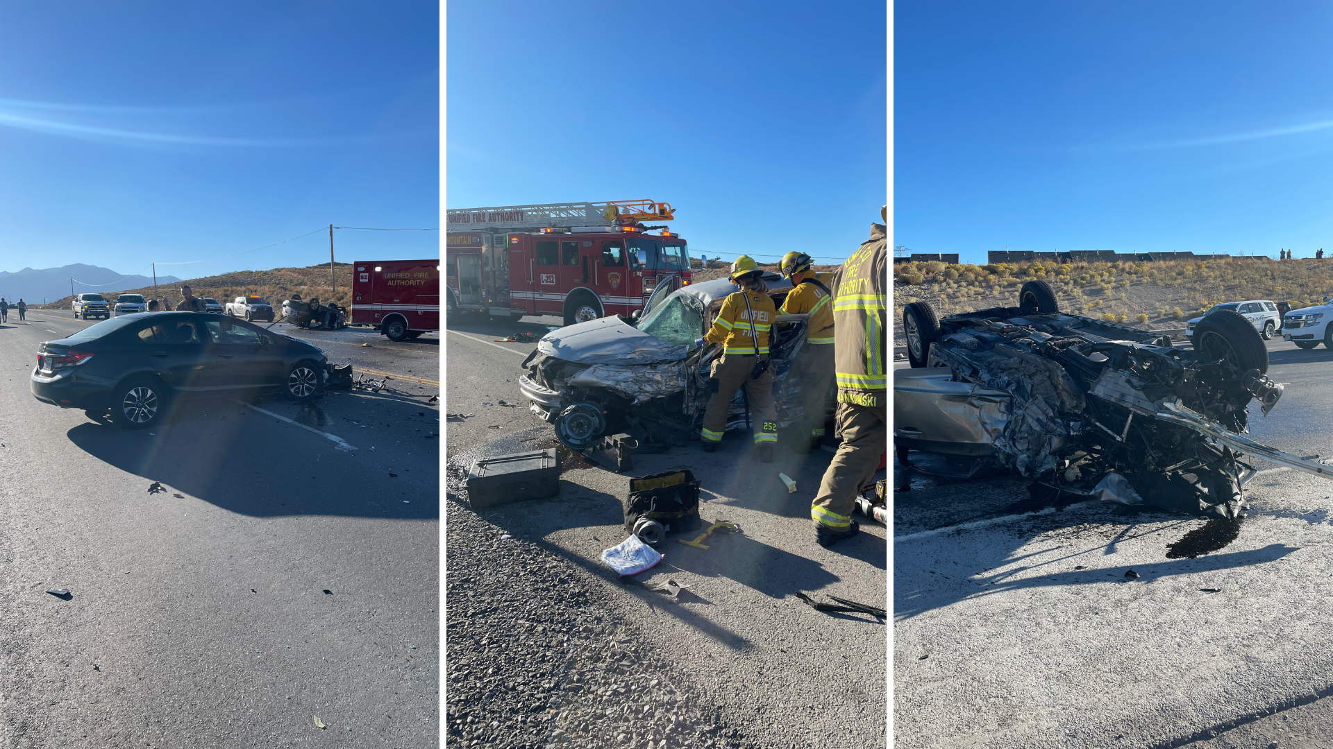 Images of a crash in Utah County that put multiple people in serious condition....