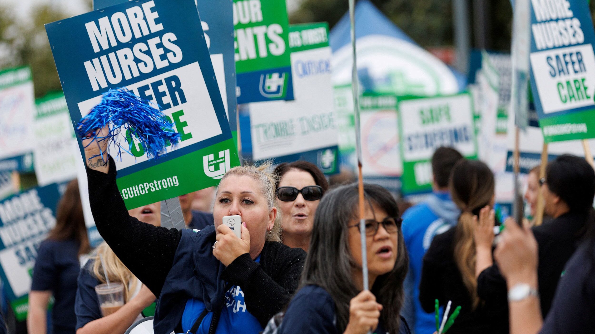 Thousands of Kaiser Permanente workers are walking off the job Wednesday. Photo credit: Mike Blake/...