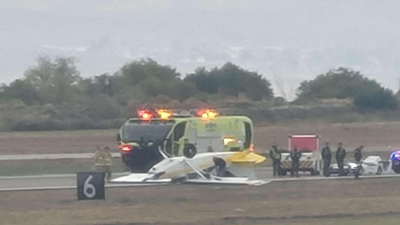A plane flipped upside down on a runway at the Provo Airport, the cause is still unknown....