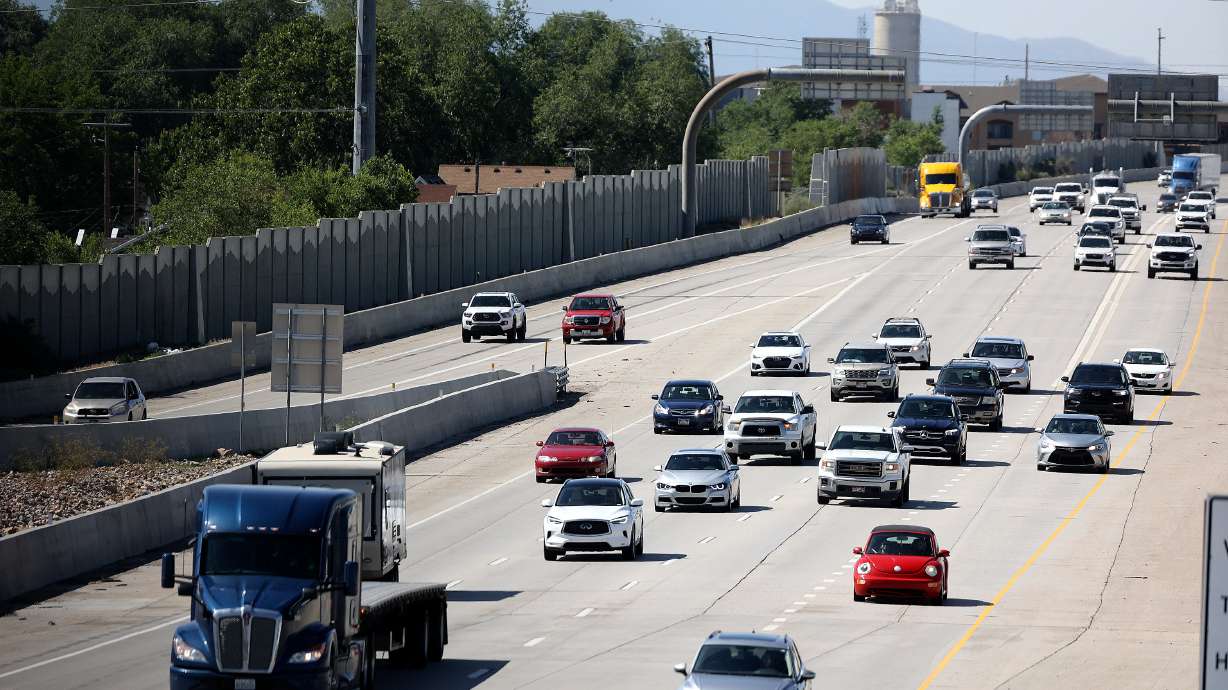 Vehicles travel on I-15 in Salt Lake City on June 16....