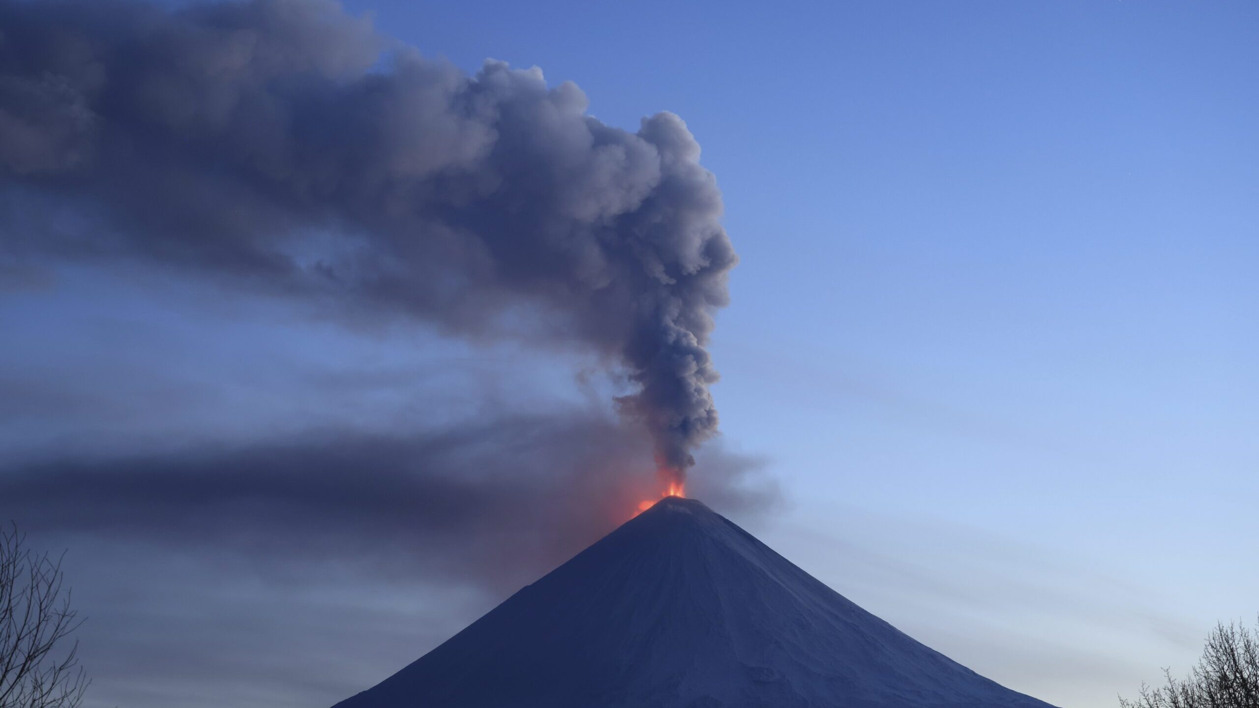 The Klyuchevskoy volcano, one of the highest active volcanoes in the world, erupts in Russia's nort...