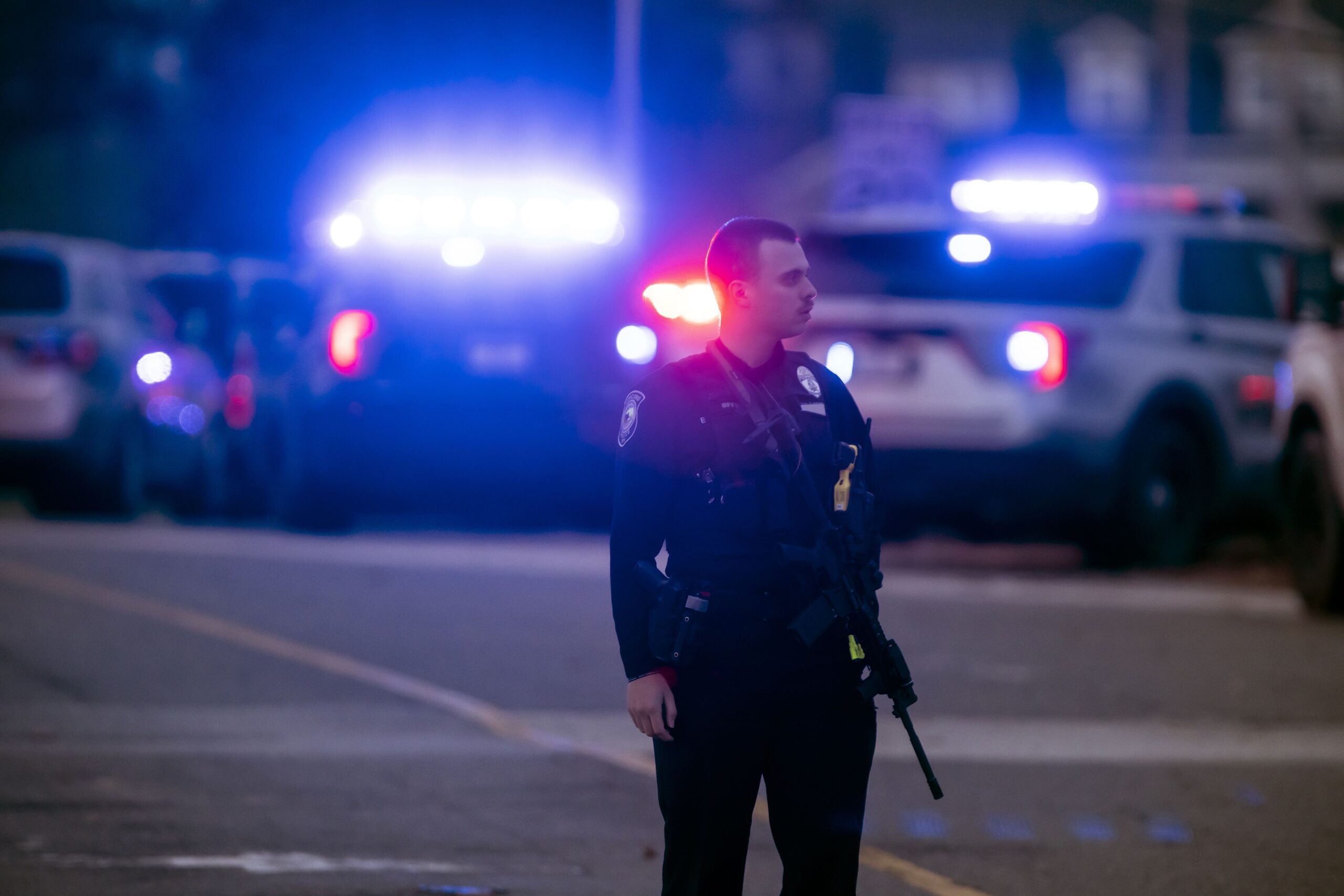 Police work at the scene of a shooting at New Hampshire Hospital on Friday, Nov. 17. The suspect in...
