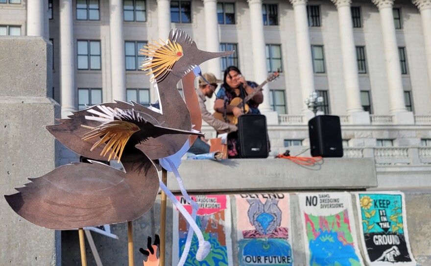 Environmental-themed art and music,  including eared grebe and brine shrimp puppets were prominent ...