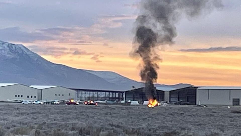 plane on fire in spanish fork airport...