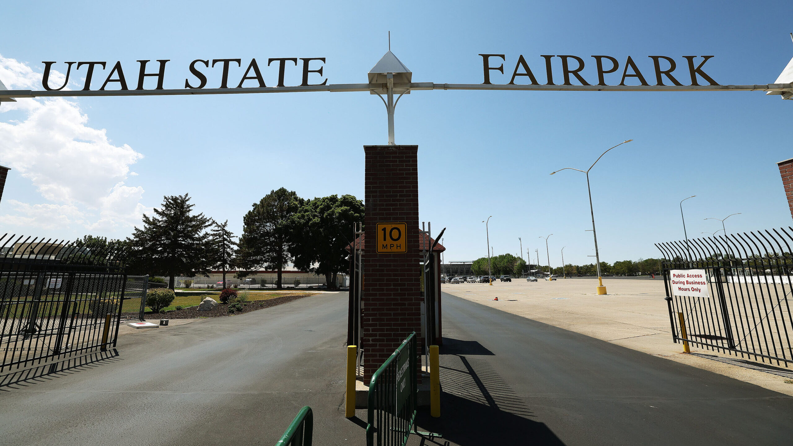 FILE: The Utah State Fairpark entrance in Salt Lake City on Tuesday, July 25, 2023....