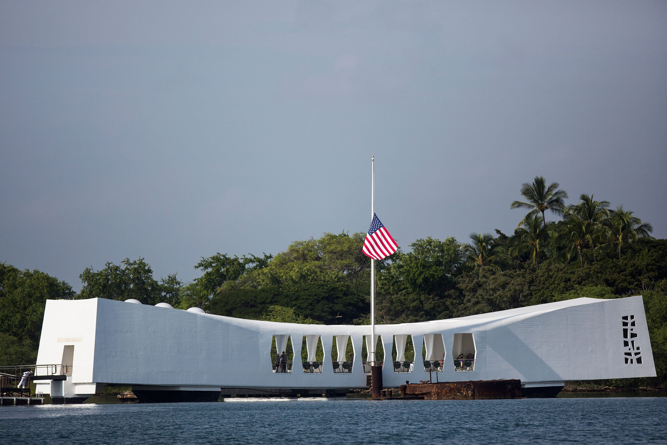 FILE: The U.S.S. Arizona Memorial sits off of Ford Island during the 71st Annual Memorial Ceremony ...