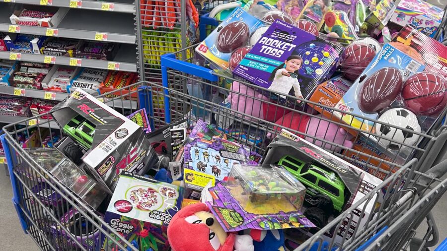 a cart full of toys for operation santa's stash...