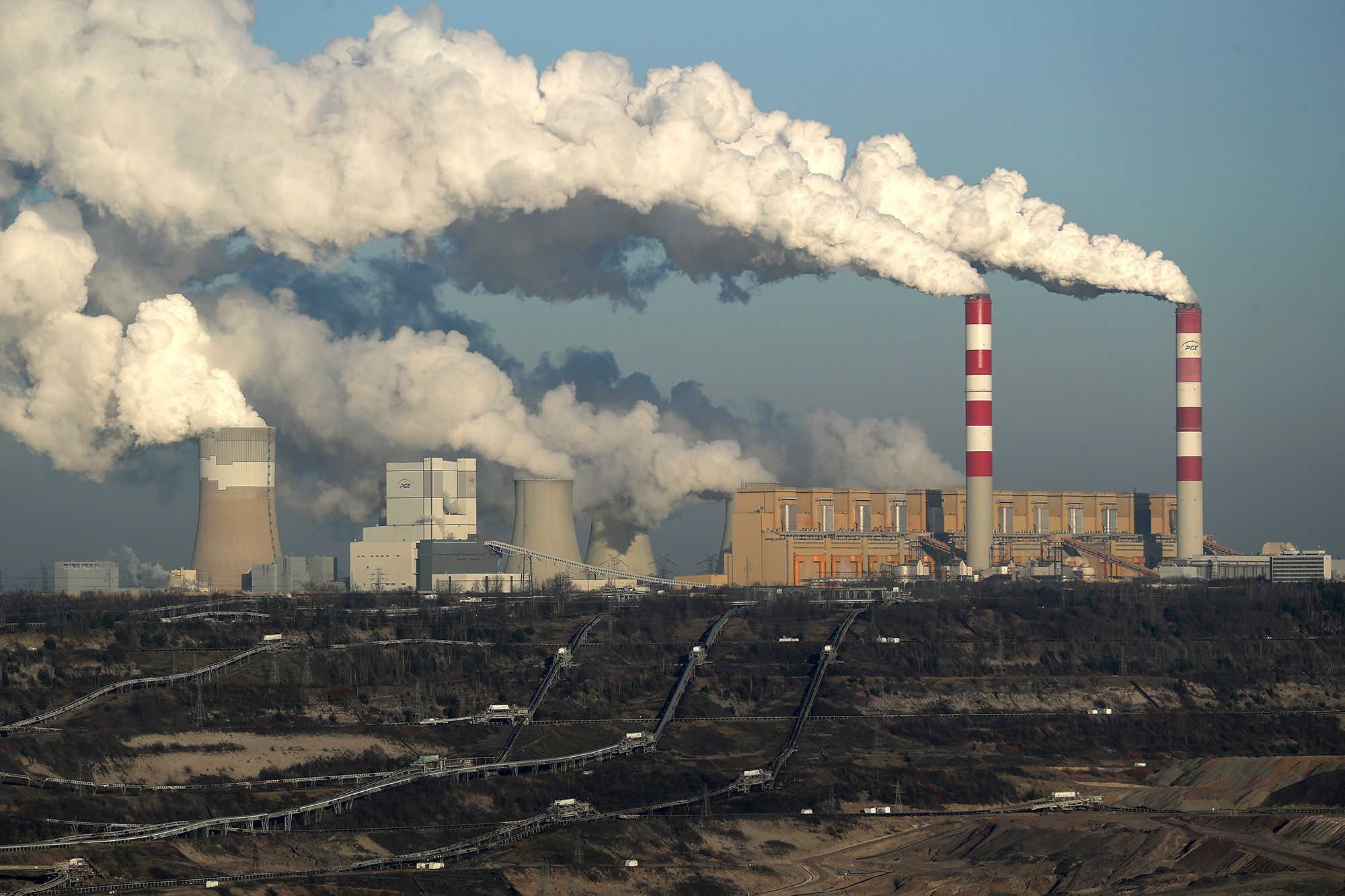 Steam and smoke rise from the Belchatow Power Station in Rogowiec, Poland. (Sean Gallup/Getty Image...