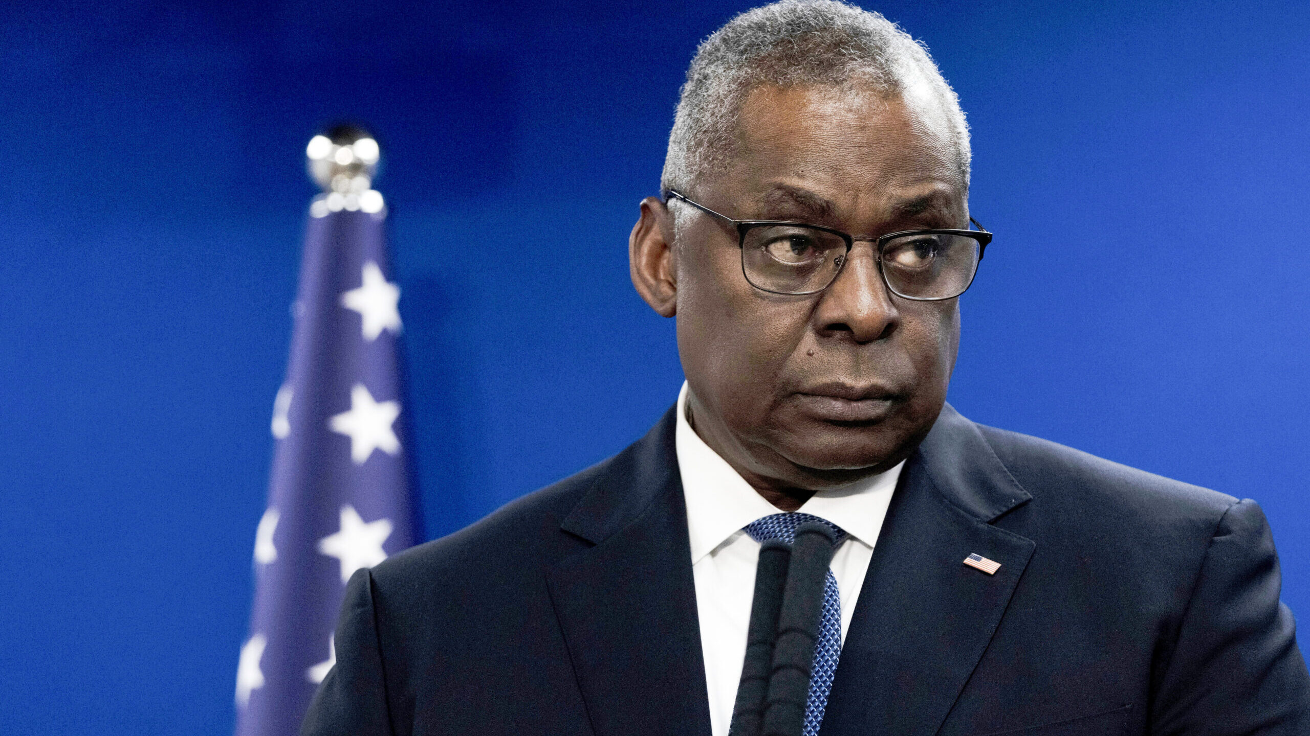 Image of Secretary of Defense Lloyd Austin makes a joint statement with Israel Minister of Defense ...