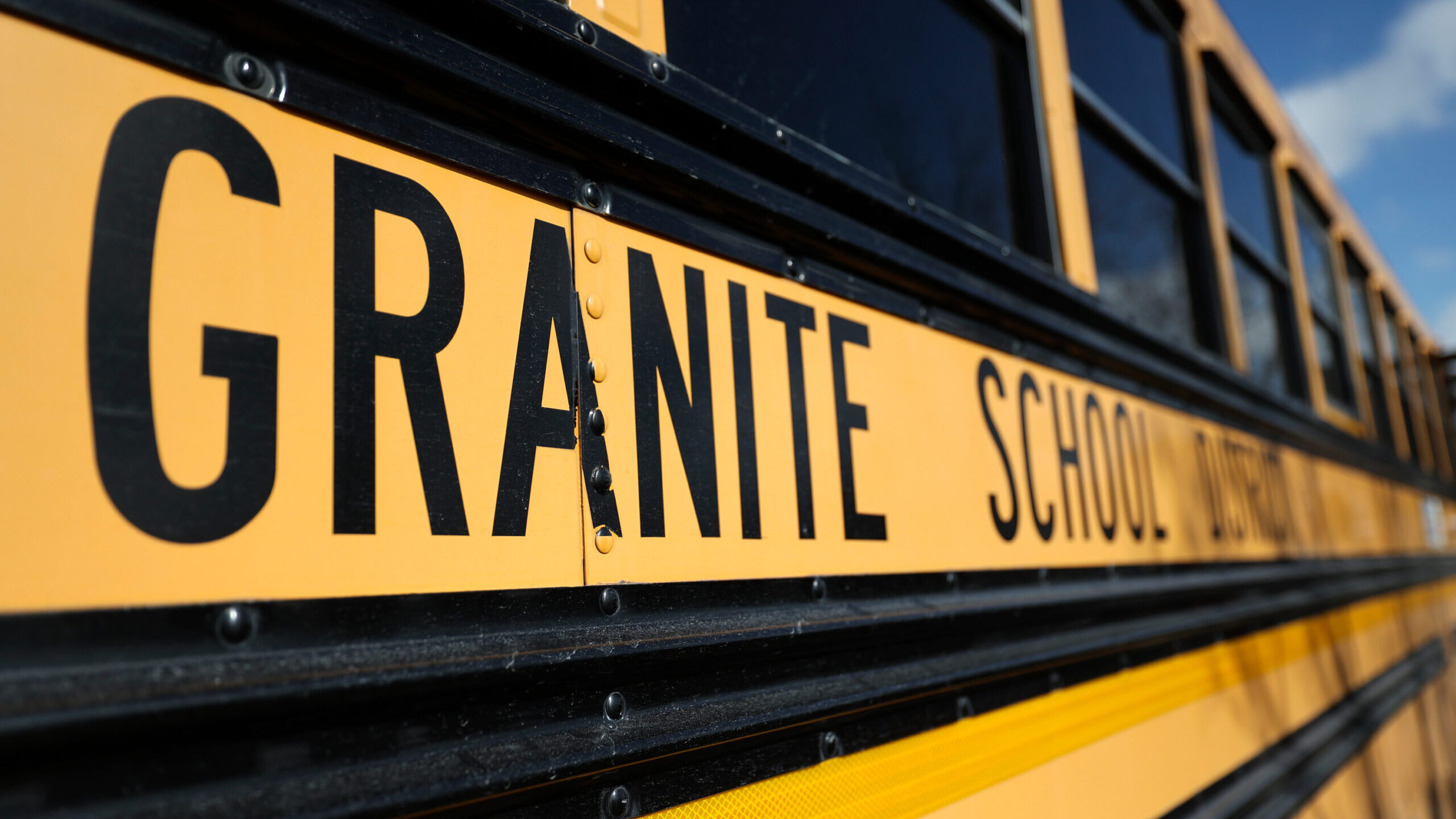 A Granite School District bus is pictured outside of the Capitol in Salt Lake City, on Tuesday, Feb...