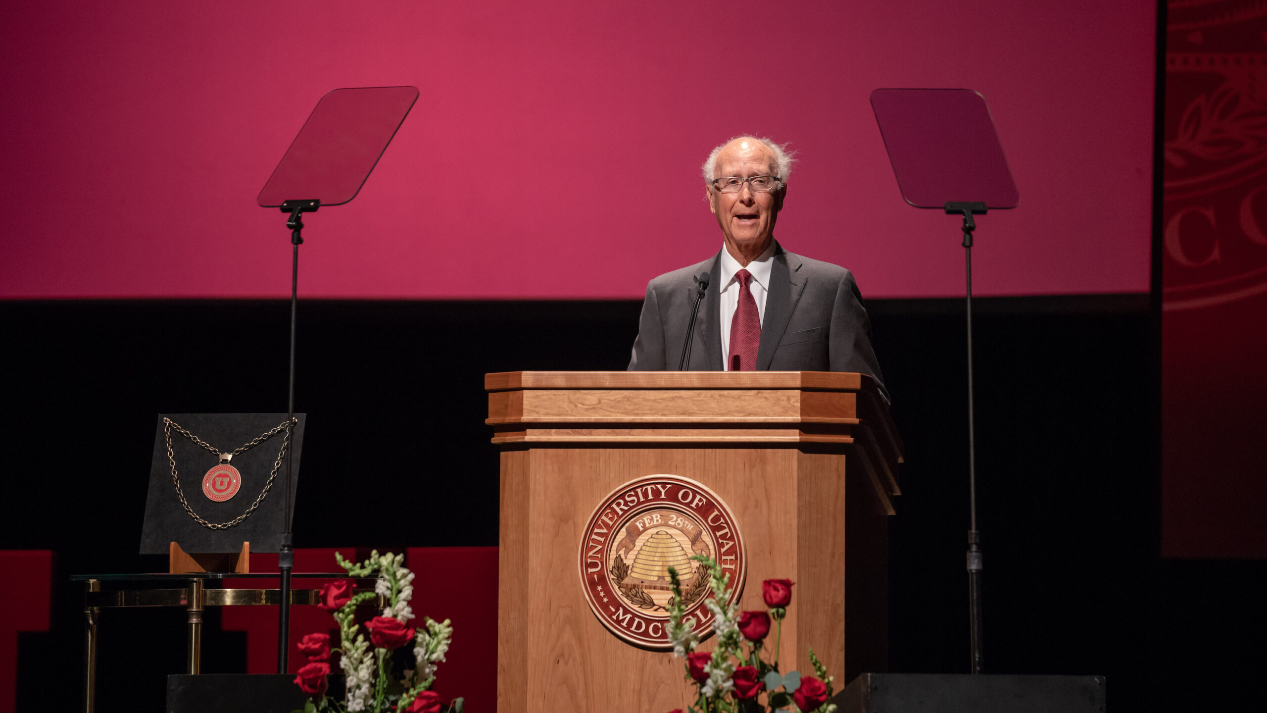Gardner speaks at the inauguration for Ruth V. Watkins, the 16th president of the University of Uta...