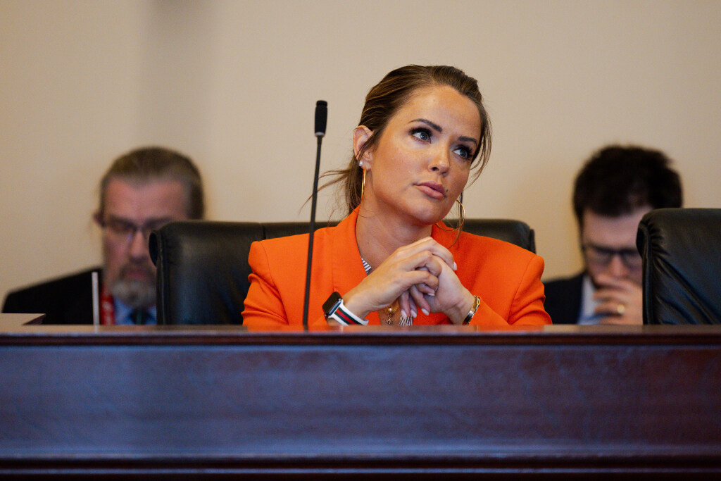Rep. Kera Birkeland, R-Morgan, listens to public comment during a hearing committee on HB0257 Sex-b...