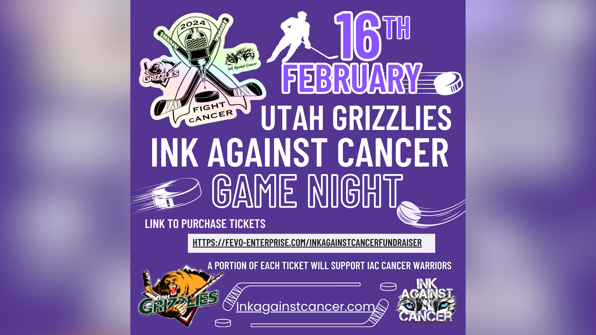 The Utah Grizzlies have teamed up with the Ink Against Cancer Foundation to present their annual In...