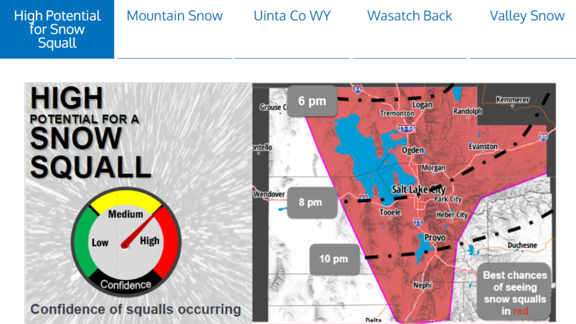 Snow squalls are expected in much of Utah this week, The National Weather Service will send out ale...