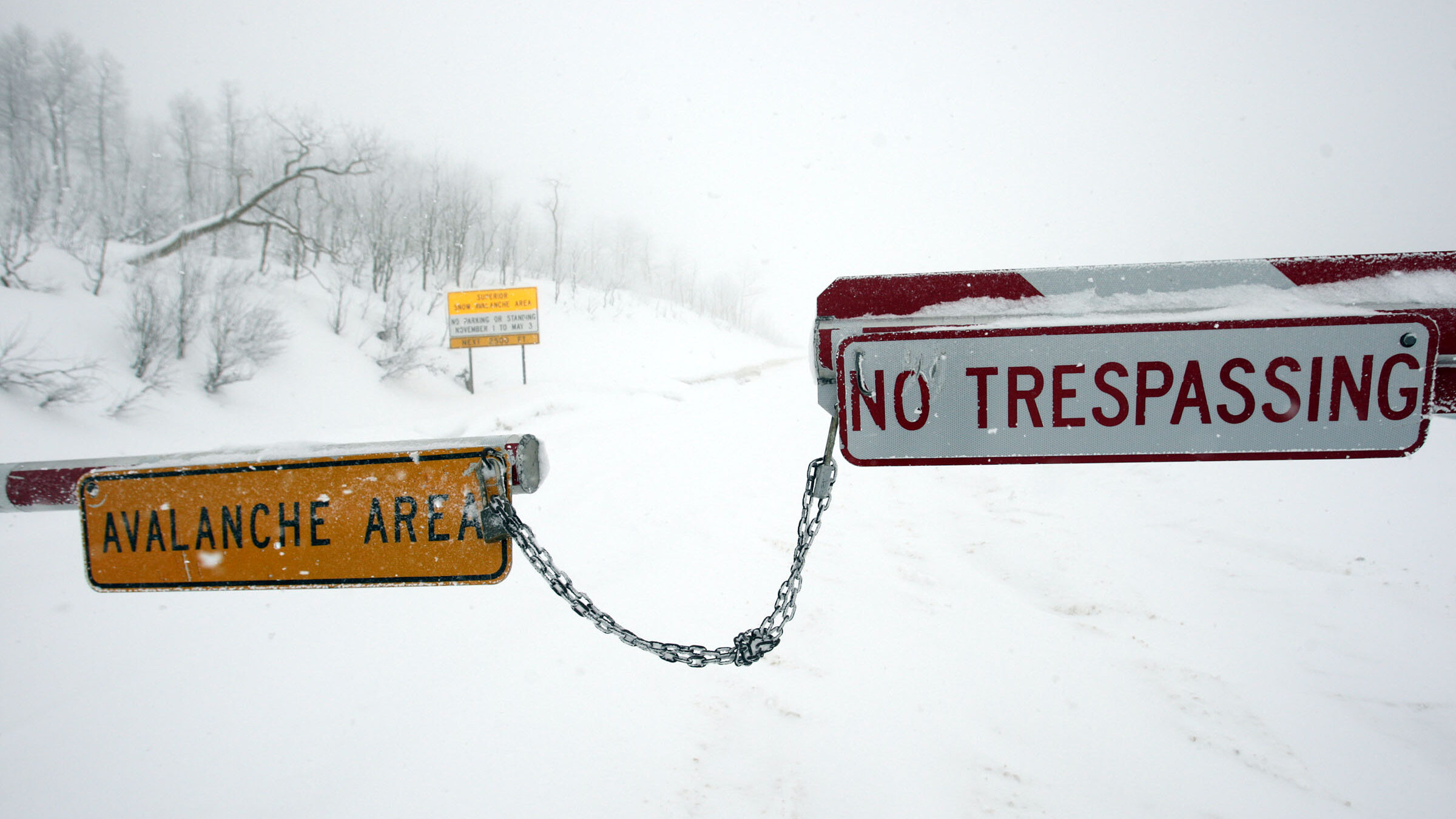Avalanche signs and road closure between Snowbird and Alta. Avalanche forecasters said the weekend ...