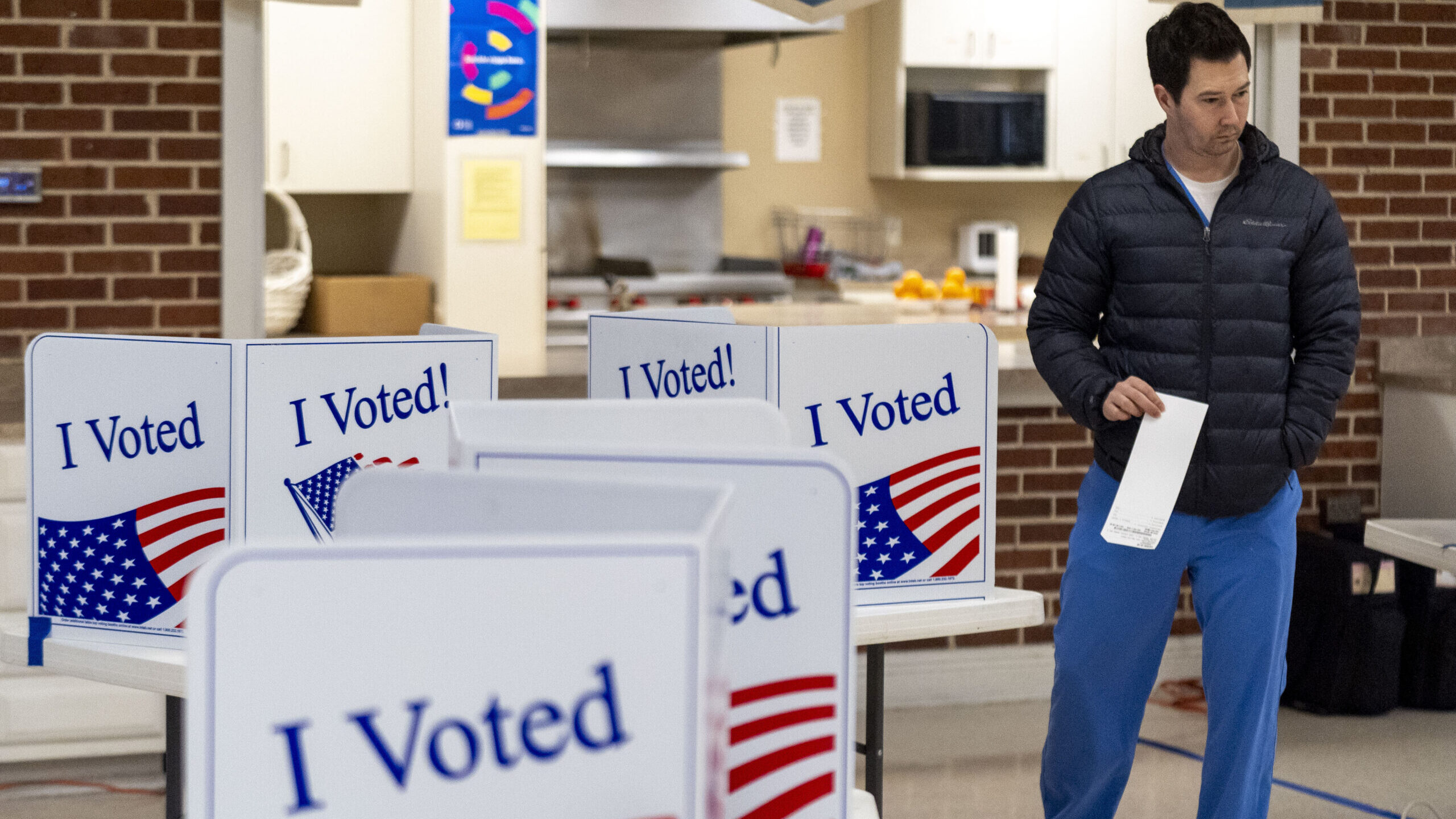 Mike Schmidt votes on the morning of the South Carolina Republican primary at Cayce United Methodis...