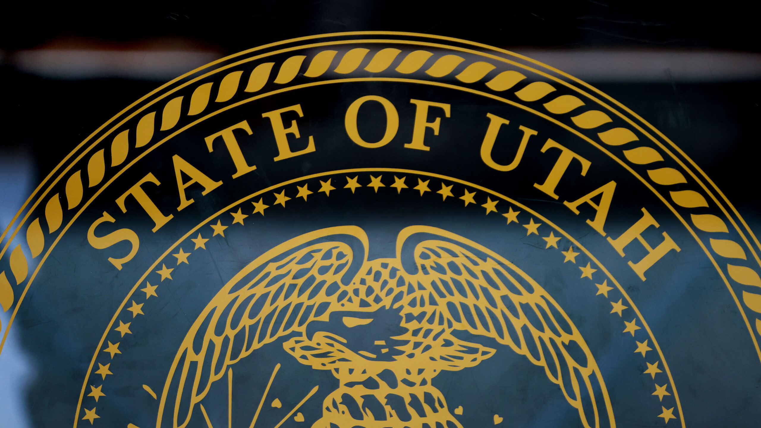 A State of Utah emblem is displayed in the Capitol in Salt Lake City on Friday, Feb. 23, 2024....