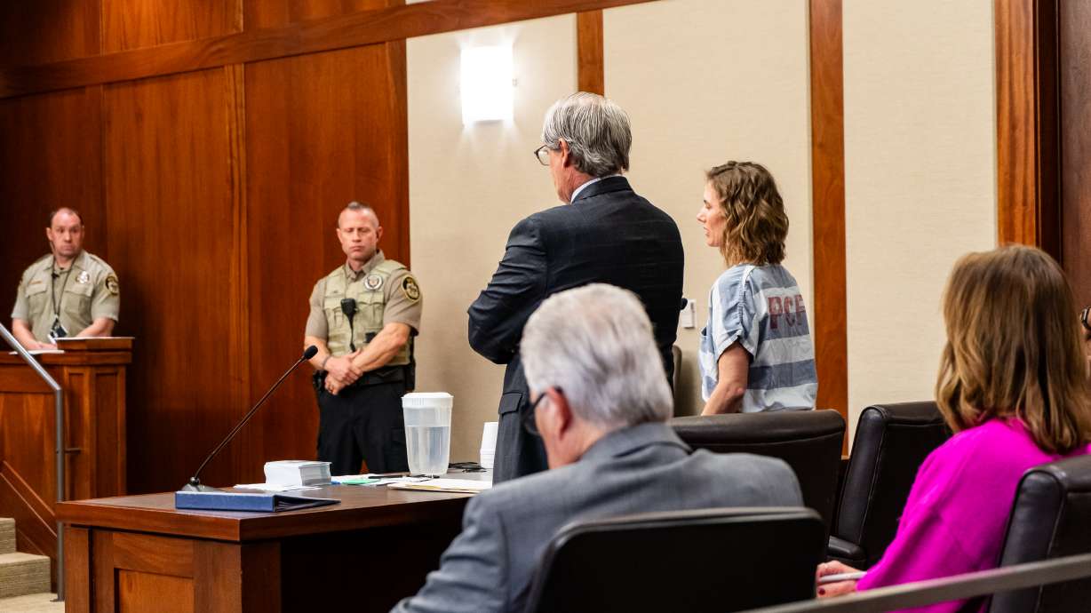 Ruby Franke stands with her attorney, Lamar Winward, at her sentencing on Tuesday. Her brother and ...