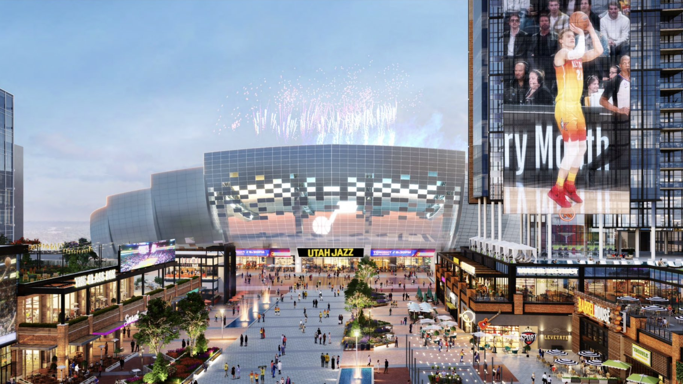 possible new jazz arena shown in rendering of downtown salt lake...
