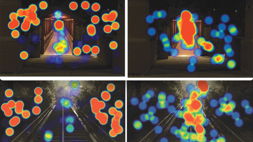Images from a new BYU study that shows how different the experience of walking home at night is for...