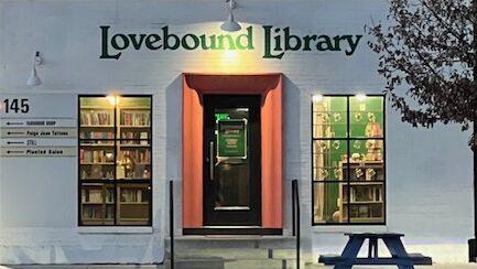 Lovebound library storefront. one of many women-owned businesses thriving in SLC....
