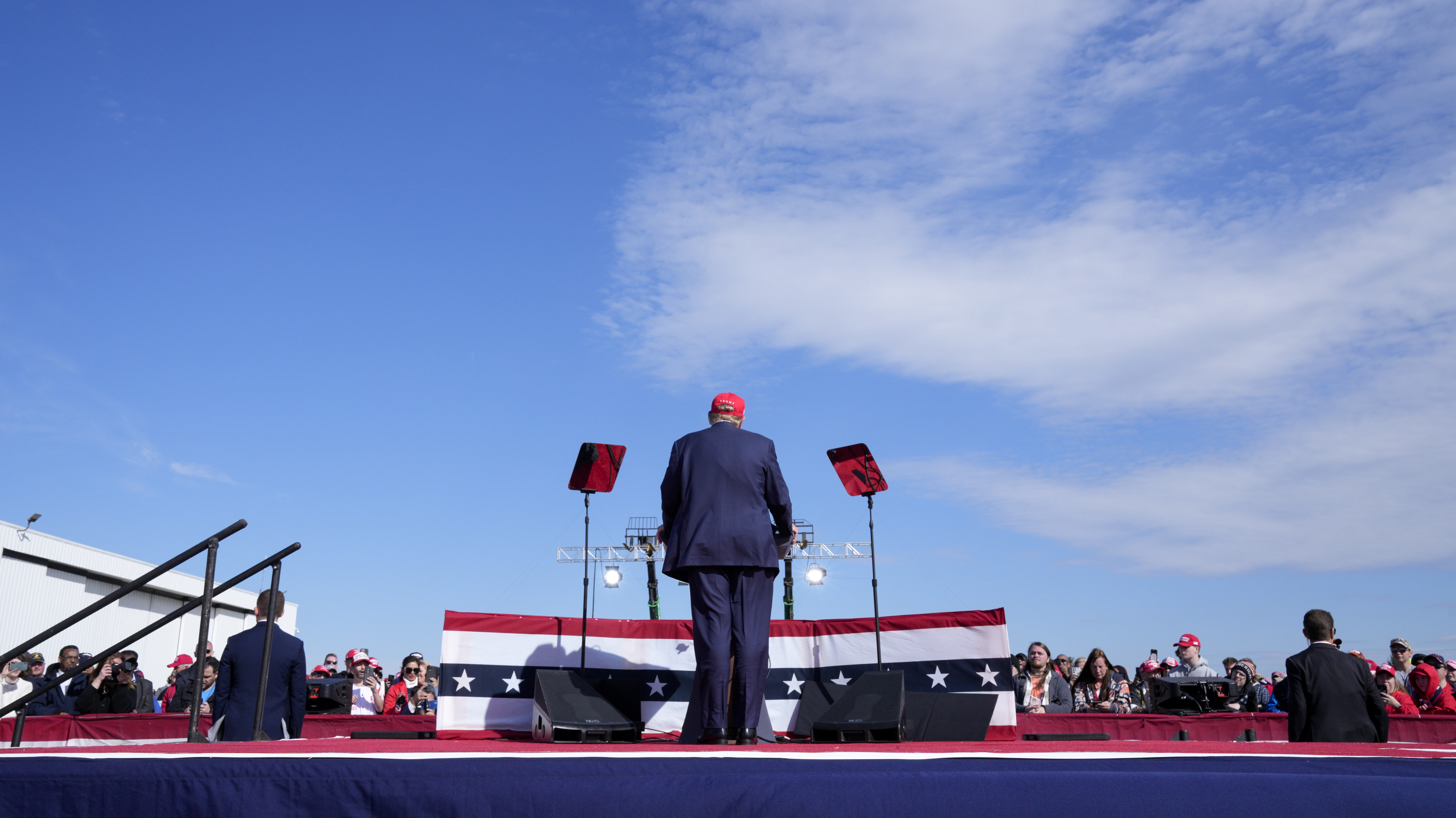 Former President Donald Trump speaks at a campaign rally Saturday, March 16, 2024, in Vandalia, Ohi...