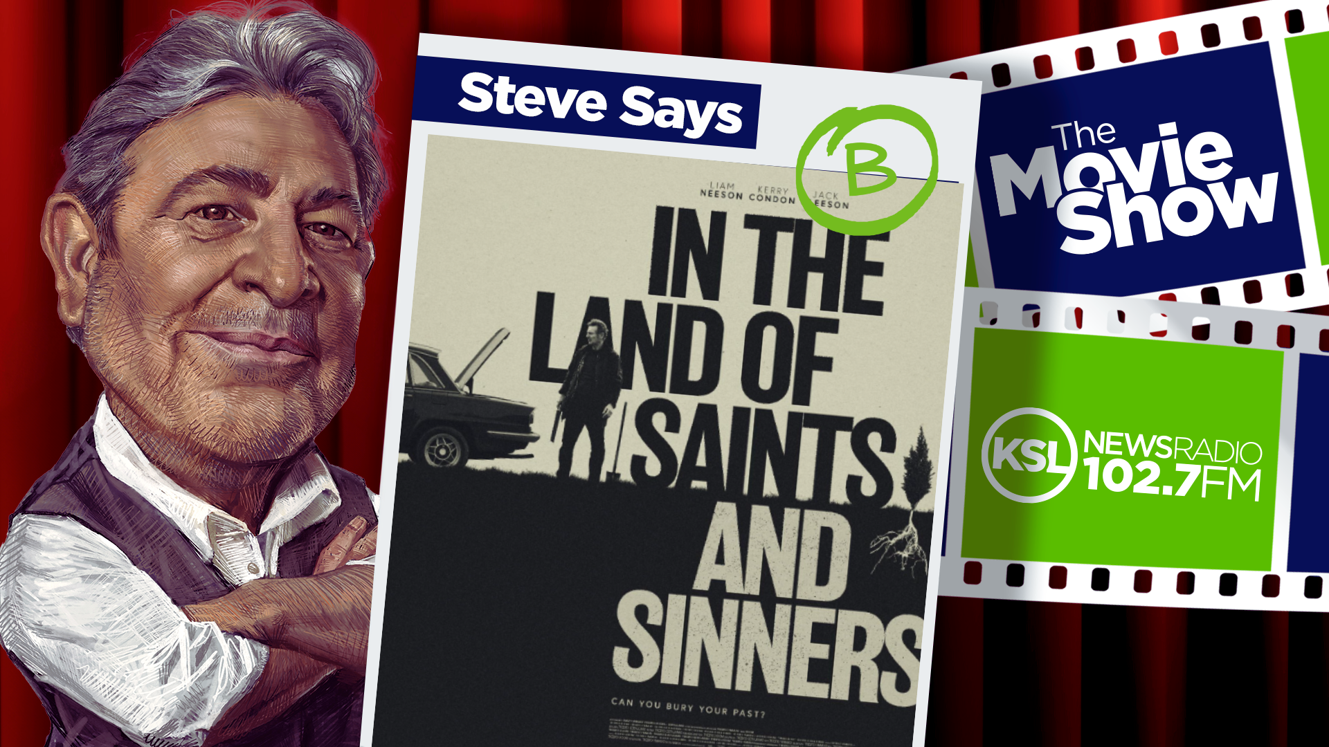 in the land of saints and sinners poster next to ksl movie show host steve salles...