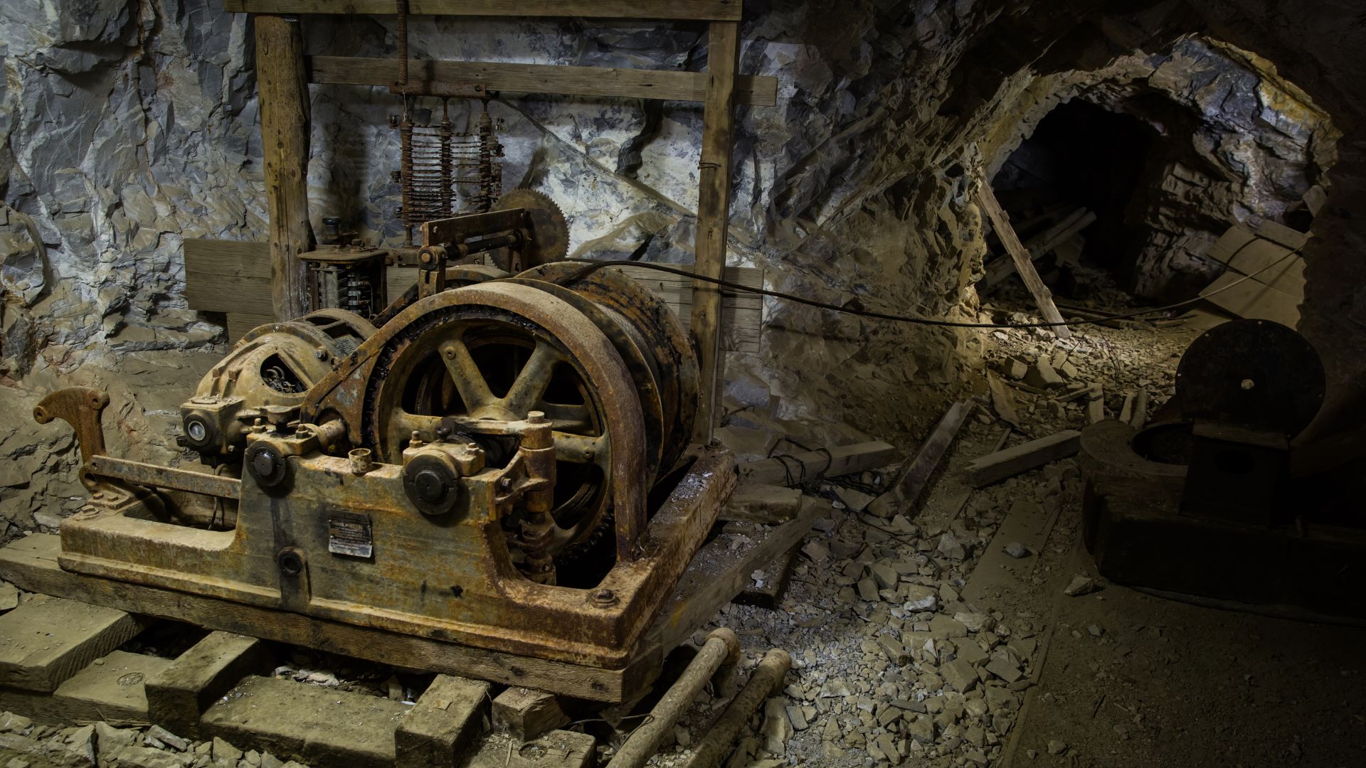 Mining equipment inside of a mine....
