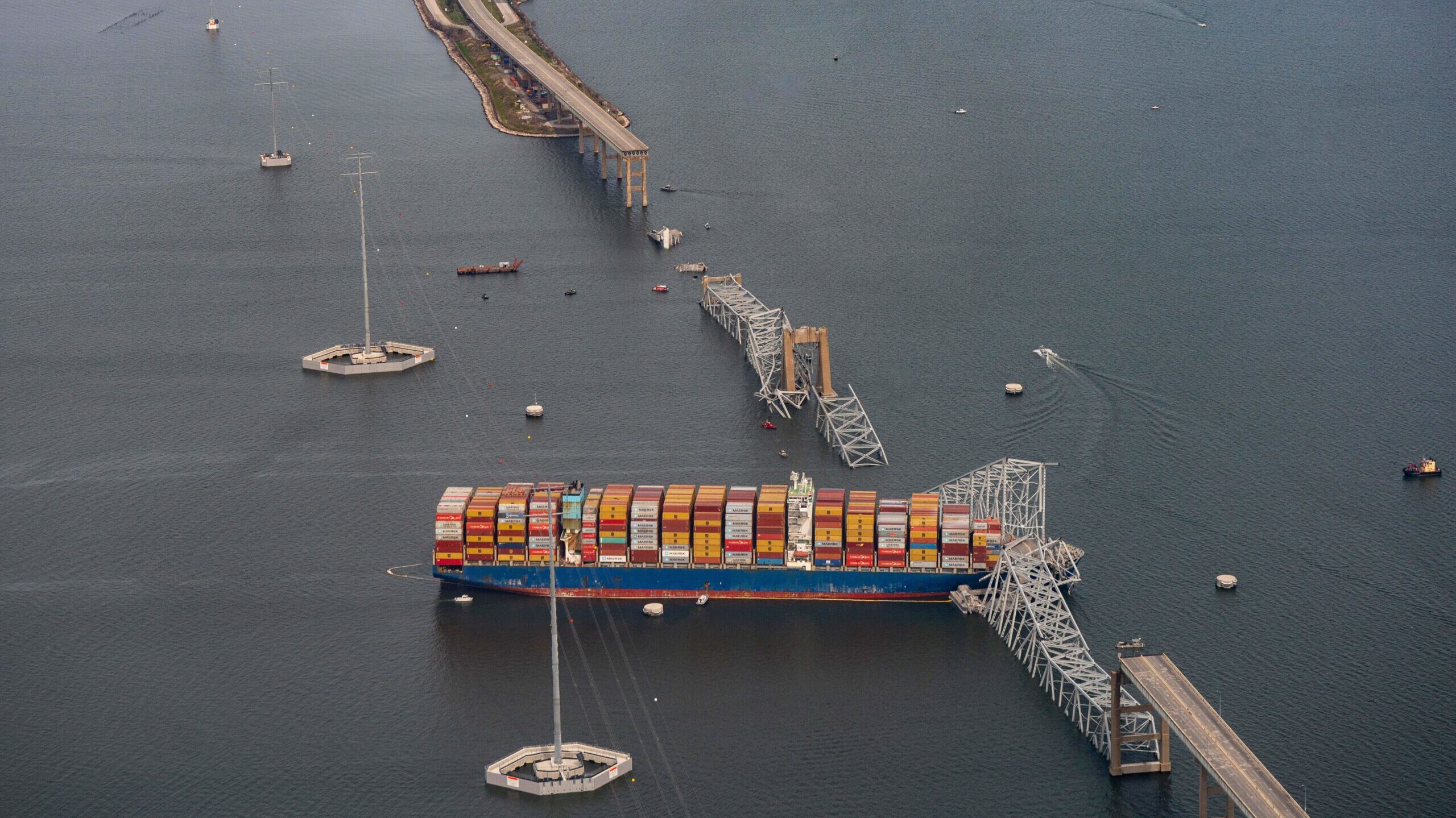 The Dali container vessel after striking the Francis Scott Key Bridge on Tuesday, March 26....