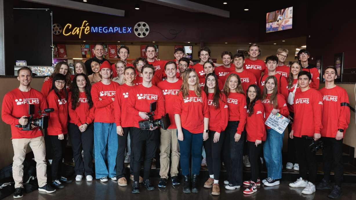 A crew made of up BYU students films a Coca-Cola branded advertisement at the Thanksgiving Point Me...