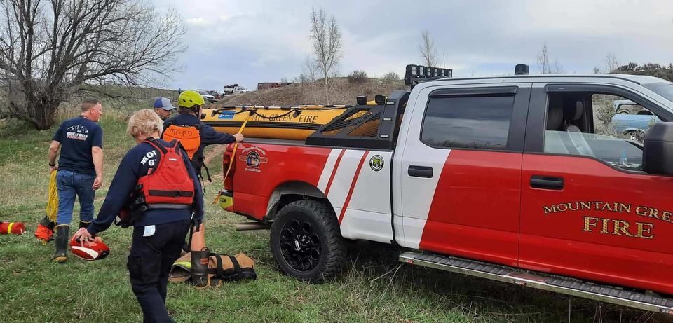 Mountain Green Fire District personal and vehicle after rescue efforts Saturday April 13, 2024...