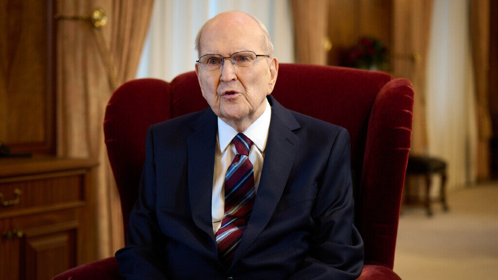 President Russell M. Nelson, president of the Church, records as message to be shown during the Sun...