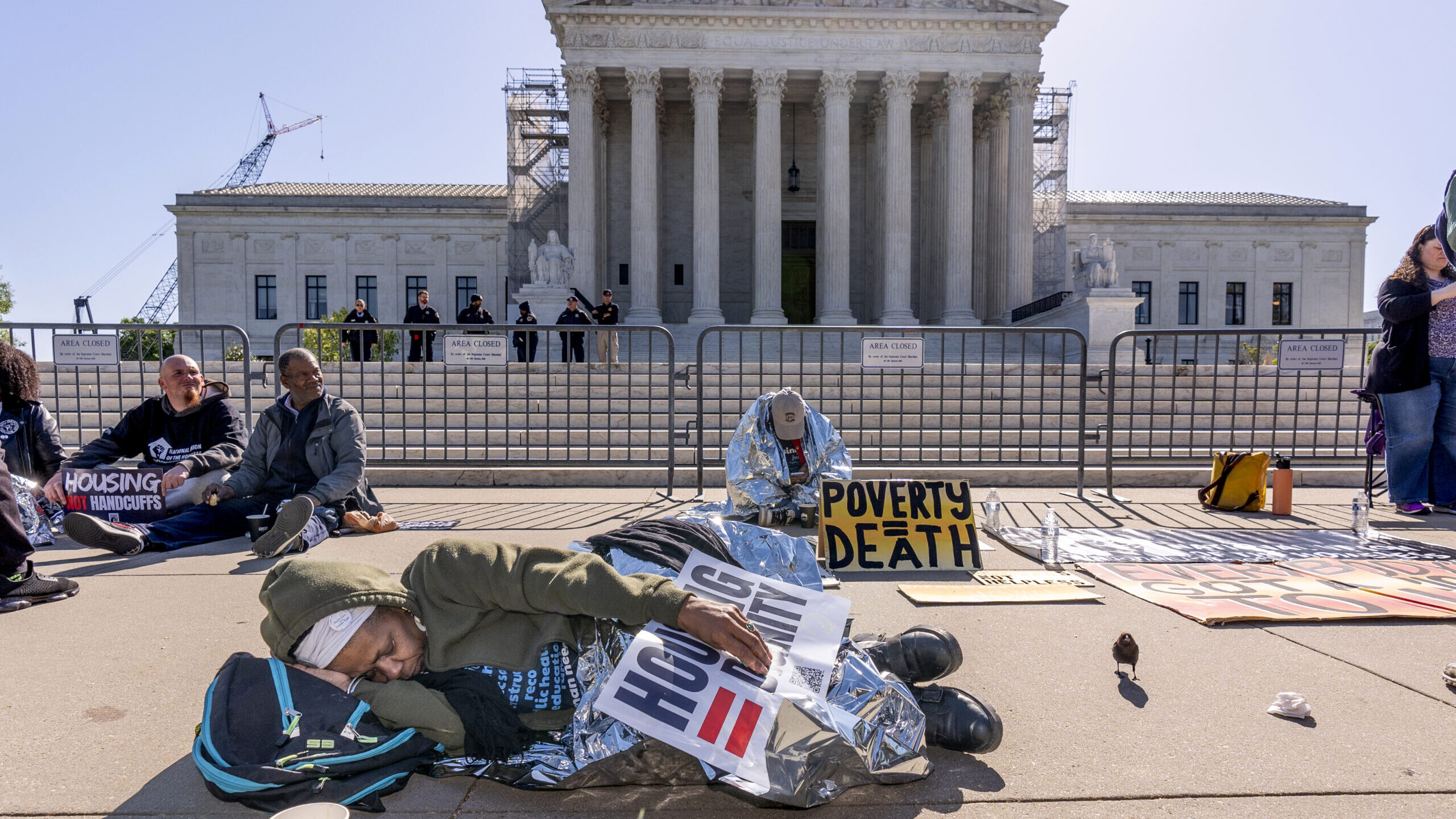 Homelessness advocates in front of Supreme Court...
