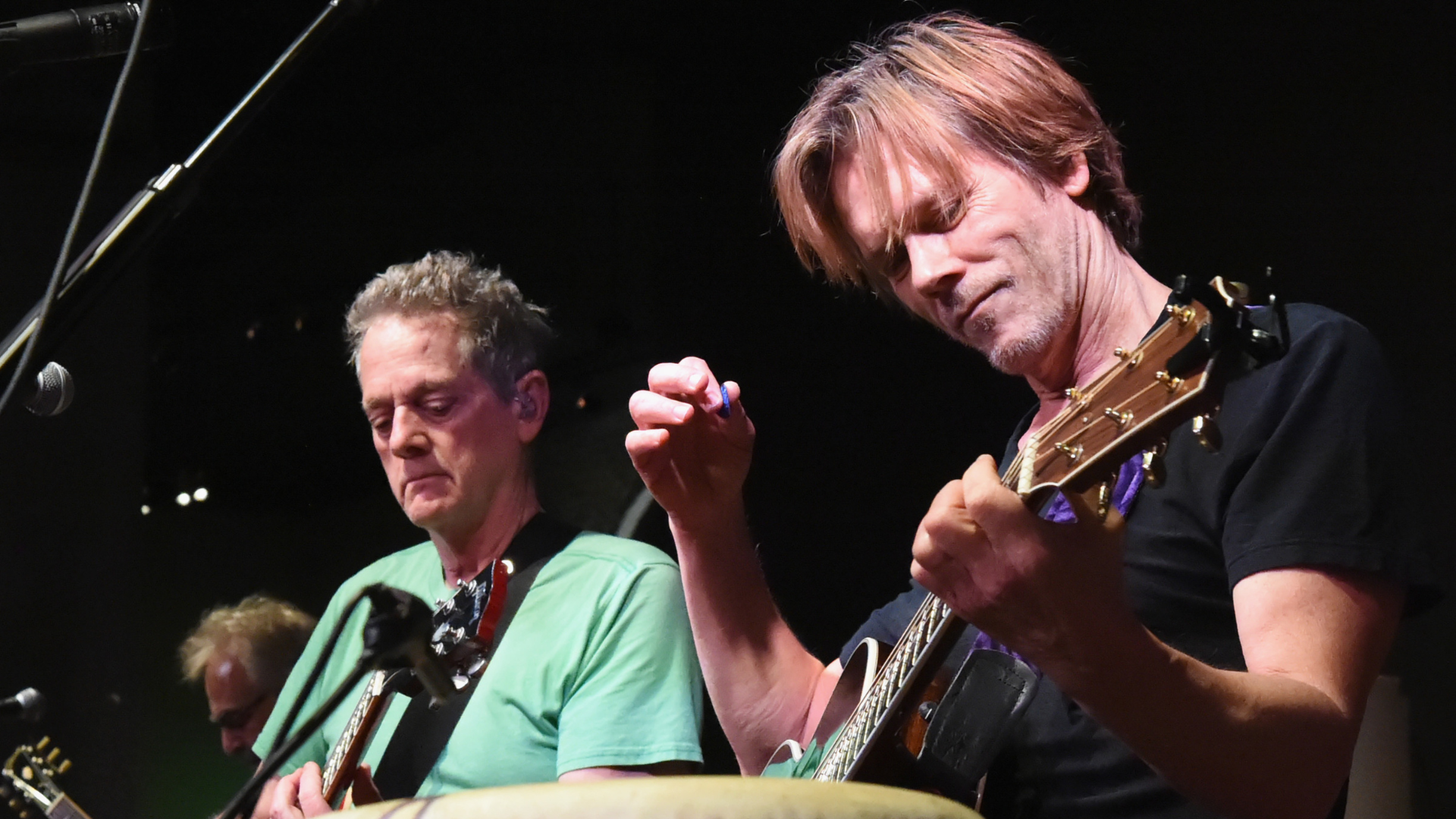 Michael Bacon and Kevin Bacon (Bacon Brothers Band) during rehearsals for Mother Nature Netwok's Wh...