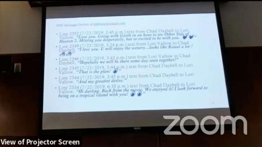Texts shown during Chad Daybell's jury trial show he and Lori Daybell planned to be together in Haw...