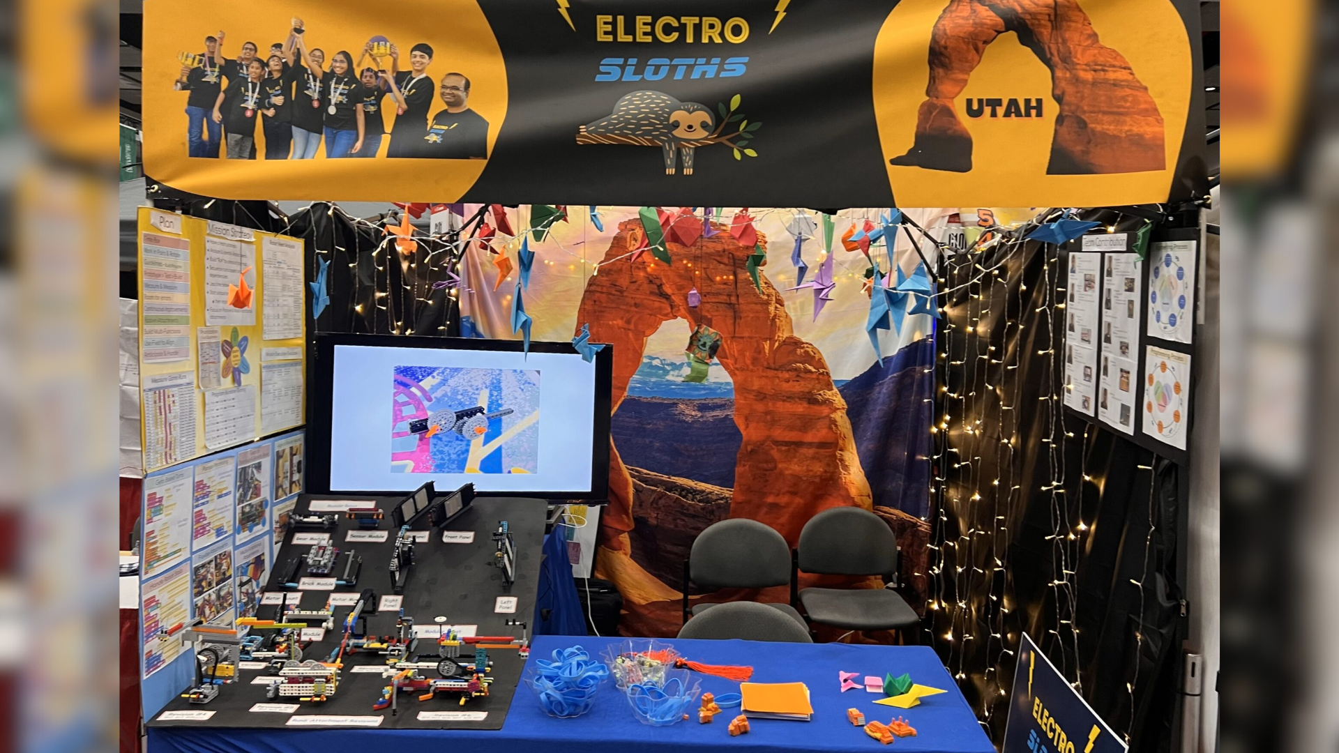 electro sloths team display at first lego league competition...