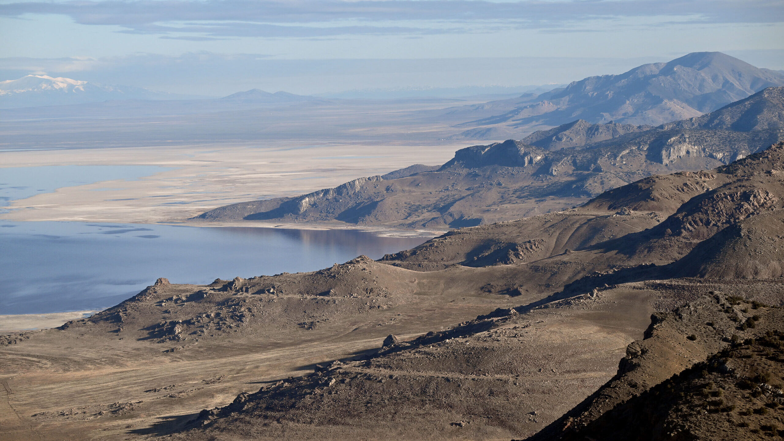 an aerial photo shows the great salt lake, water level outlook is looking good for the lake...